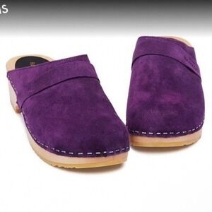 HASBEENS SWEDISH Swedish Husband Clog In Viola Suede Size 40 US 10